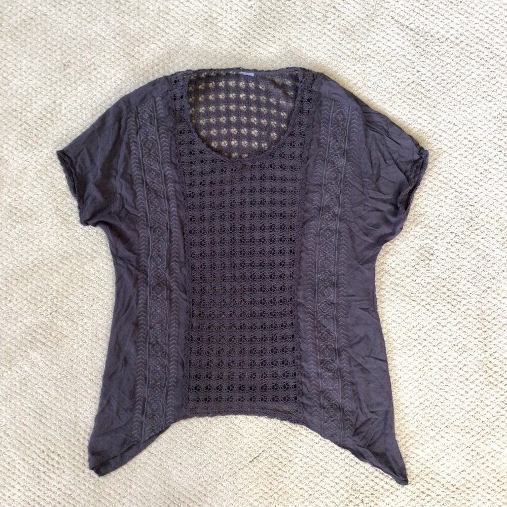 Lisa Z Charcoal Gray Sharkbite Hem Top & Cami